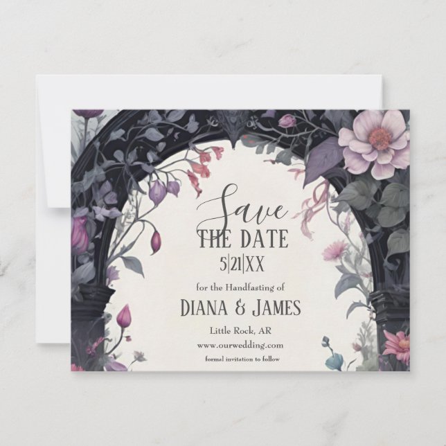Save The Date Porte de jardin fleuri rose gothique Pagan (Devant)