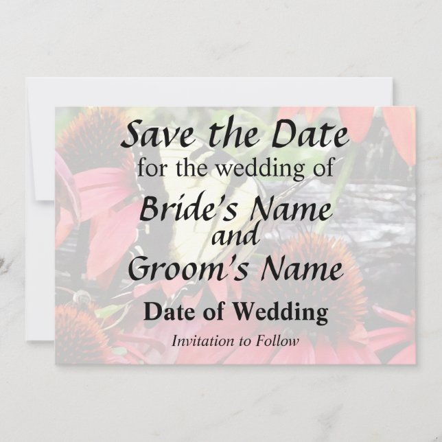 Save The Date Porte-queue sur Echinacea pourpre (Devant)