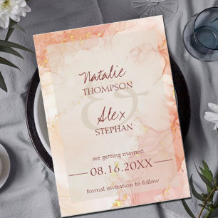 Save The Date Poser Orange Or Marbre Effet Mariage élégant