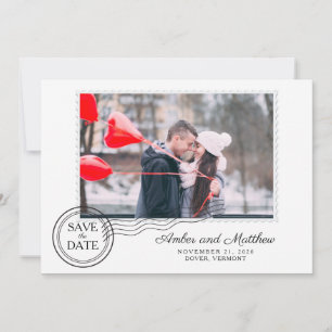 Save The Date Postage rose et gris Enregistrer la date