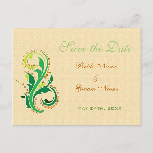 Save the date postal cards for weddings (Front)