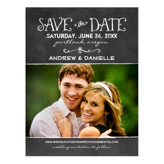 Save the Date Postcard | Black Chalkboard Charm
