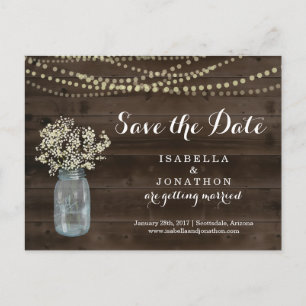 Save the Date Postcard for Rustic Wedding