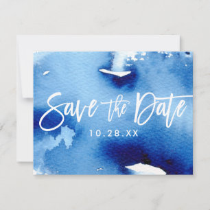 SAVE THE DATE POSTCARD modern navy blue watercolor