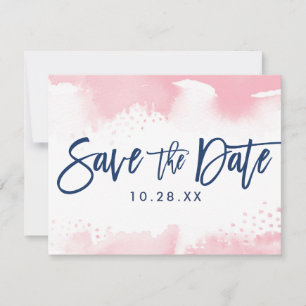 SAVE THE DATE POSTCARD moderne marine rose aquarel