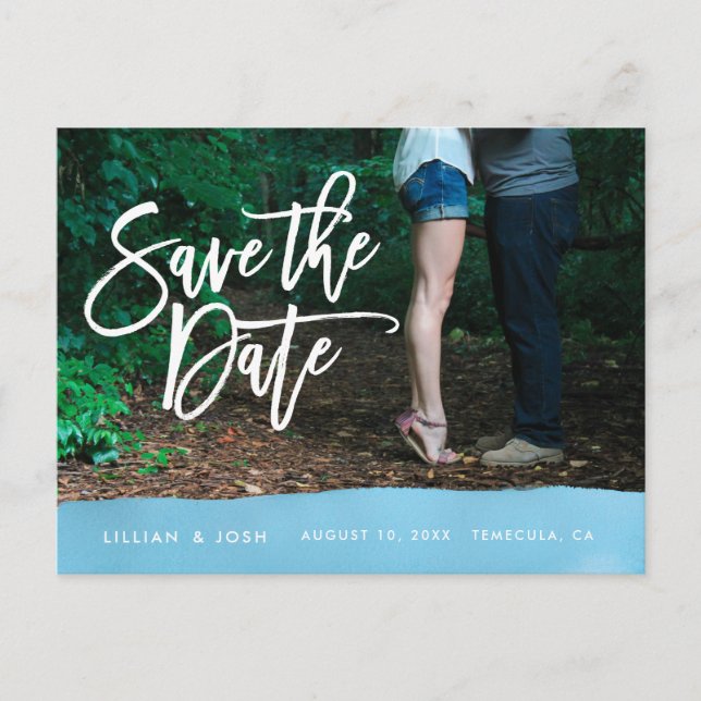 Save the Date Postcard, photo card, watercolor Announcement Postcard (Front)