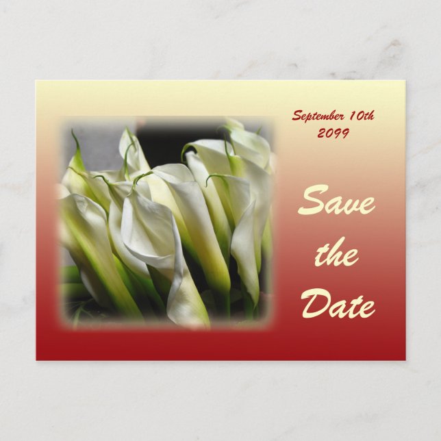 Save the Date postcard - White Calla Lilies (Front)