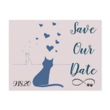 Save the date postcard with cats in love