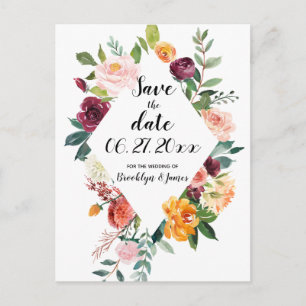 Save The Date Postcards Beautiful Fall Flowers