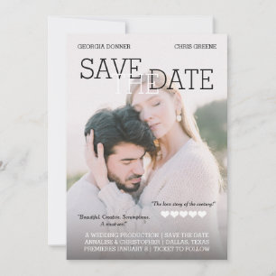 Save The Date Poster de films personnalisés Coeurs Enregistrer l