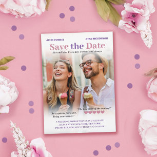 Save The Date Poster Romcom Puce & Lavender Photo Enregistrer la