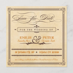 Save The Date Poster vintage Orange & Brown Enregistrer la date