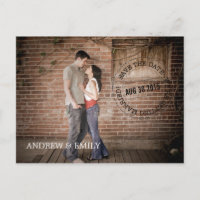Save the Date Postmark Circle Photo Postcard