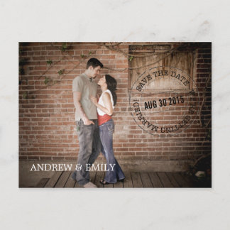 Save the Date Postmark Circle Photo Postcard