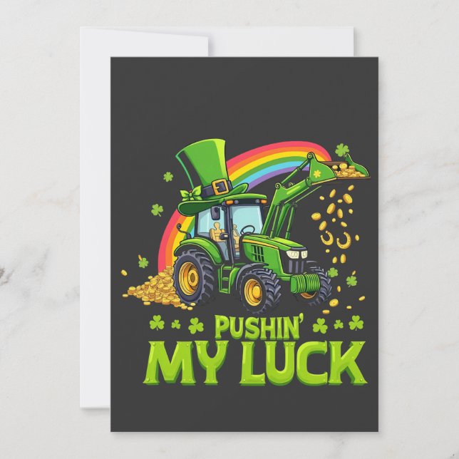 Save The Date Pousser ma chance Funny Excavateur St Patrick's Da (Devant)