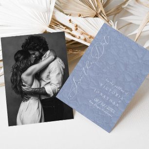 Save The Date Poussière de pervenche bleu simple