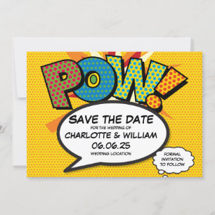 Save The Date POW Enregistrer la date Fun Retro Comic Book Pop A