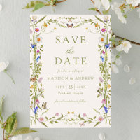 Prairie de Fleurs Sauvages Colorée Mariage Crème