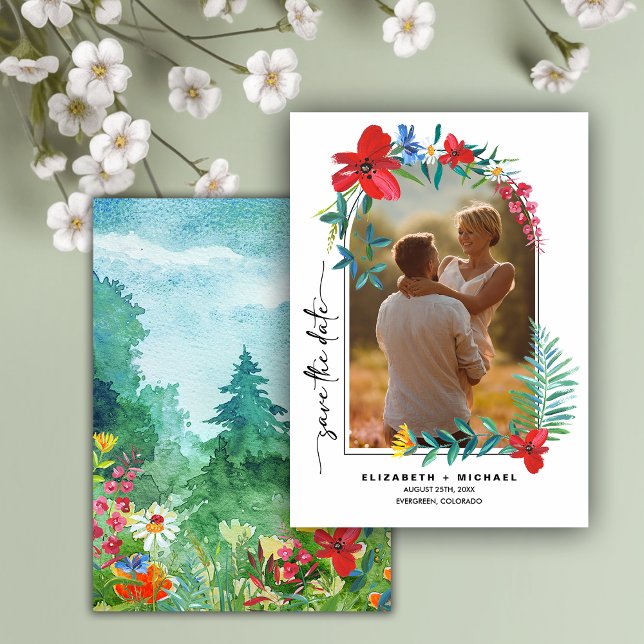 Save The Date prairie sauvage | Cadre Fleur sauvage | Mariage ph (Créateur téléchargé)