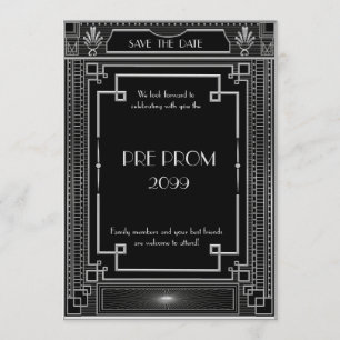 Save The Date Pré PromJunior, grand Gatsby, argent, noir