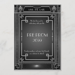 Save The Date Pré PromJunior, grand Gatsby, argent, noir