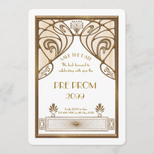 Save The Date Pré PromJunior, grand Gatsby, or, blanc