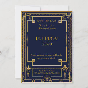 Save The Date Pré PromJunior, grand Gatsby, or, marine