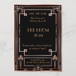 Save The Date Pré PromJunior, grand Gatsby, or rose, noir
