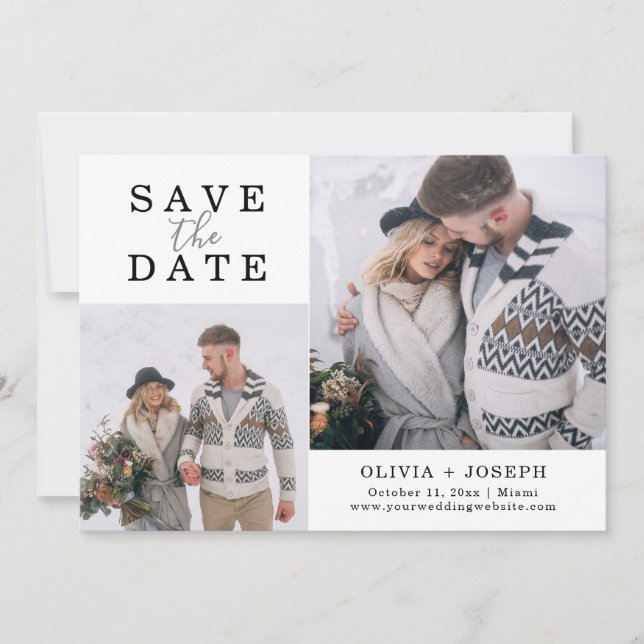 Save The Date Préciser | Deux Mariages Photo Enregistrer La Date (Devant)