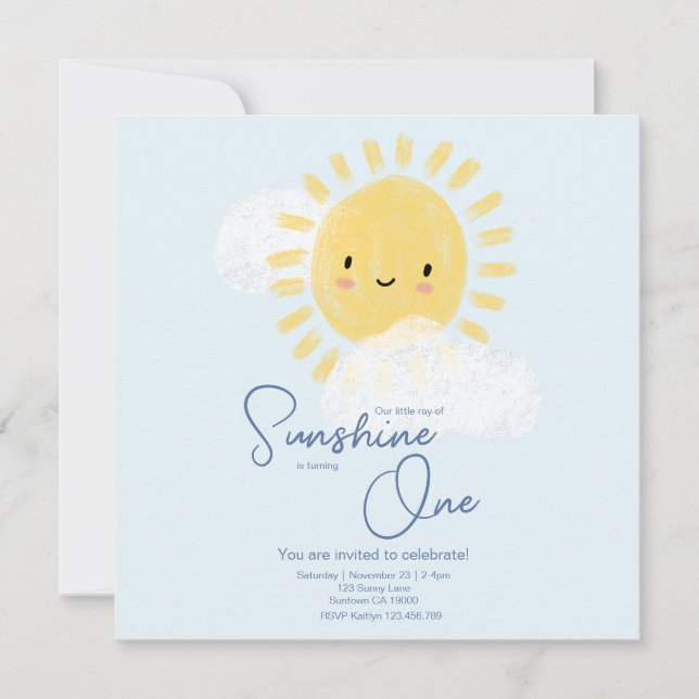 Save The Date Première fête d'anniversaire Ray of Sunshine Cute  (Devant)