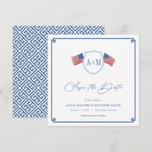 Save The Date Preppy All-American Red White Blue Mariage