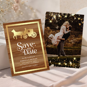 Save The Date Prince Princess Carrosse Mariage Conte de Fées en 