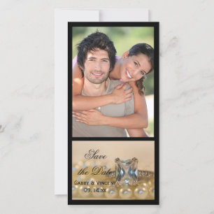 Save The Date Princess Diamond Ring Pearls Wedding Enregistrer l