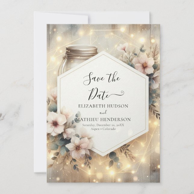 Save The Date Printable Romance Mason Jar Mariage (Devant)