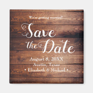 Save the date Printed Wood Rustic wedding Magnet