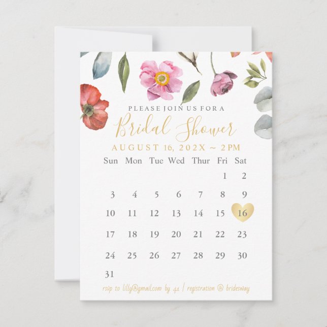 Save The Date Printemps été Floral Enregistrer le calendrier des (Devant)
