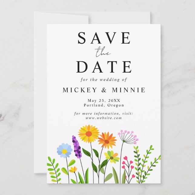 Save The Date Printemps Floral Élégant Mariage (Devant)