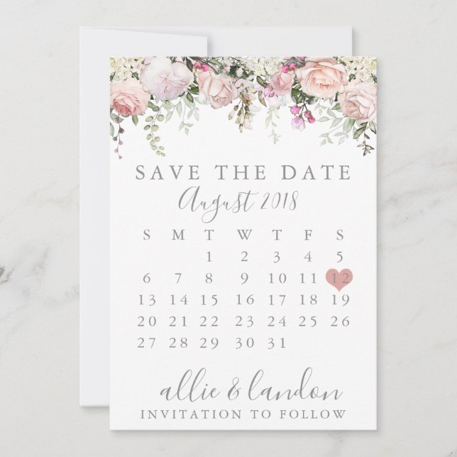 Save The Date Printemps Floral Enregistrer le calendrier de la d (Devant)