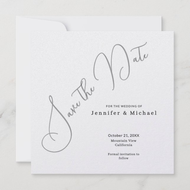 Save The Date Professional Minimalist Modern Plain Simple (Devant)