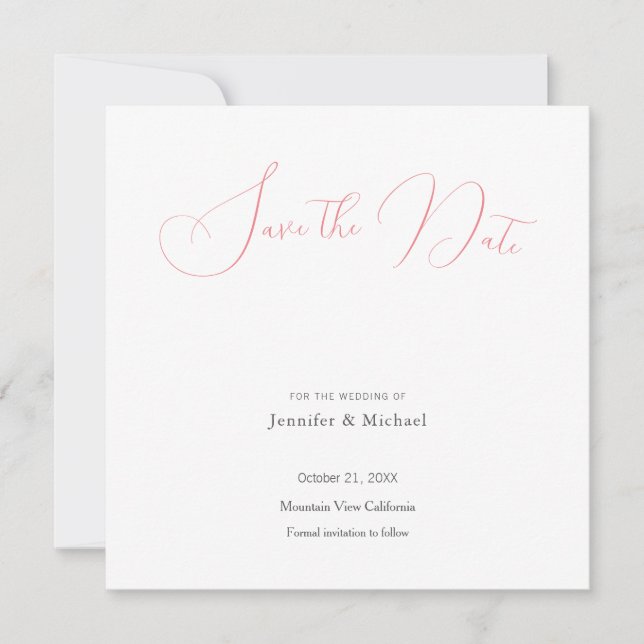 Save The Date Professionnel de mariage Minimaliste Mignon Enregi (Devant)
