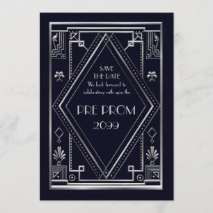 Save The Date PromJunior, Grand Gatsby, Argent, Marine