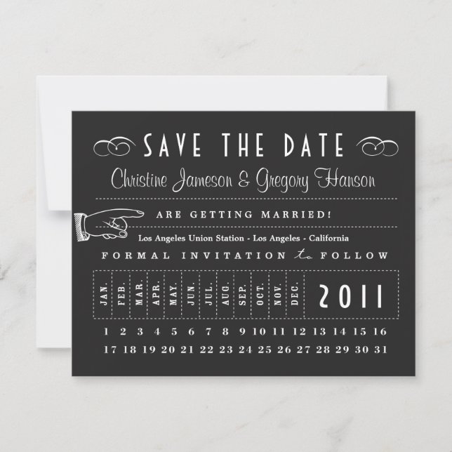 Save The Date Punch Card Enregistrer la date (Devant)