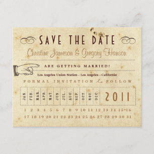 Save The Date Punch Card Enregistrer la date - Couleurs Vintages