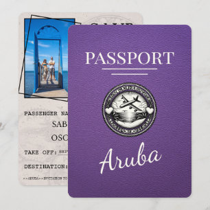 Save The Date Purple Aruba Passeport Enregistrer La Date