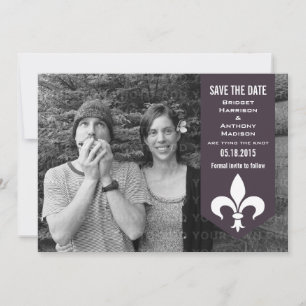 Save The Date Purple Chic Flourish Banner Enregistrer la date In