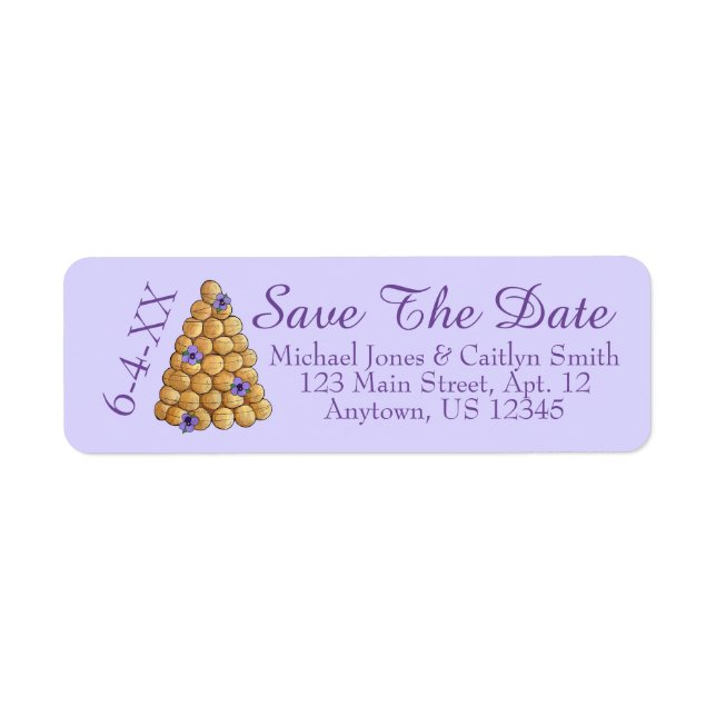 Save The Date Purple Croquembouche Wedding Cake (Front)