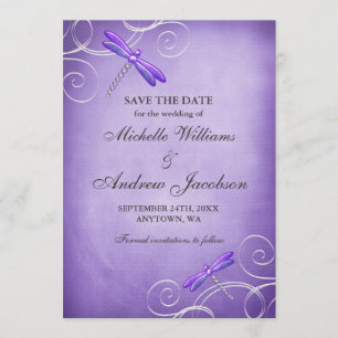 Save The Date Purple dragonfly tournois mariage Enregistrer la d