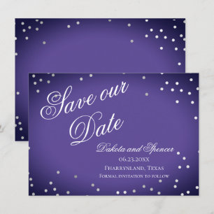 Save The Date Purple Enregistrer notre date   Chic Violet Argent