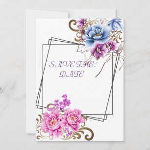 Save the Date Purple Floral Delight Wedding Card