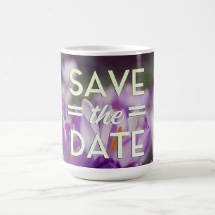 Save the Date Purple Flower Magic Mug